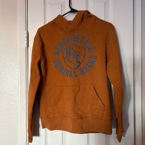 Aeropostale Men's Rust Hoodie with Blue Logo